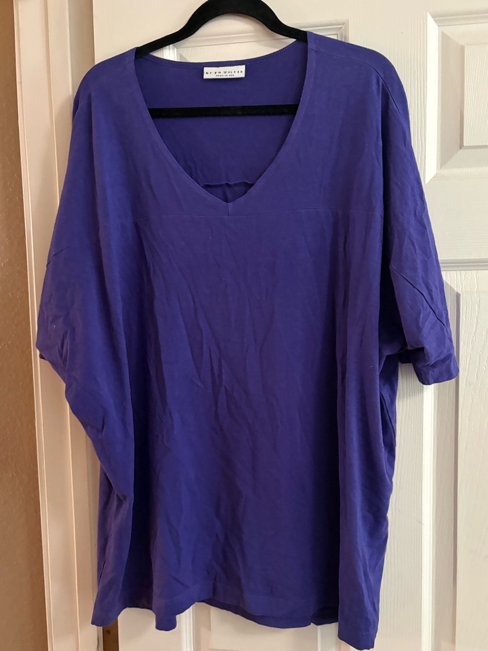Bryn Walker 66% bamboo Made in USA short sleeve dolman sleeve v neck blouse top